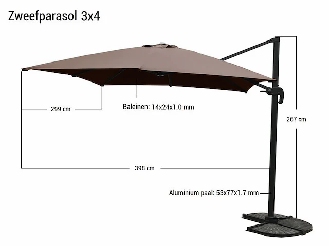 Parasol paralux caviero zwart - afbeelding 1 van  1