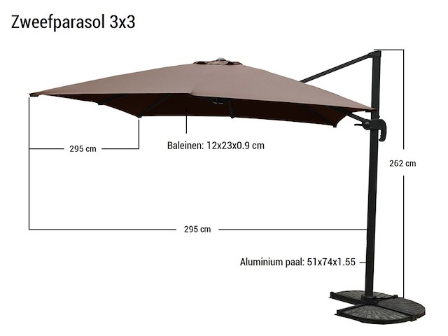 Parasol paralux lyfina zwart - afbeelding 3 van  3