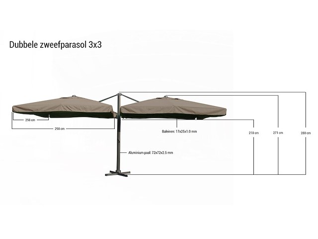Parasol paralux, parvona, donkergroen - afbeelding 2 van  3
