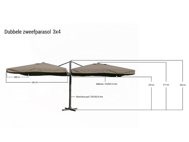 Parasol paralux, vezano, donkergroen - afbeelding 2 van  3