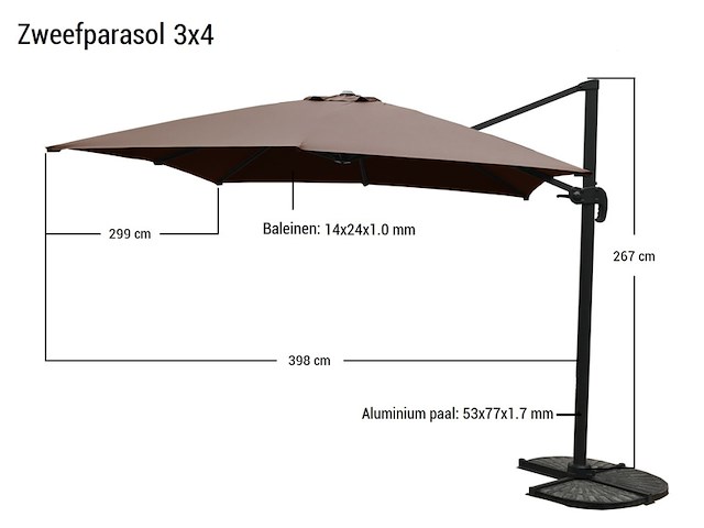 Parasol vonato, tivalo, donkergrijs - afbeelding 1 van  1