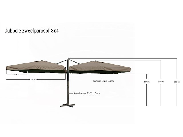 Parasol vonato, visario, oranje - afbeelding 2 van  3