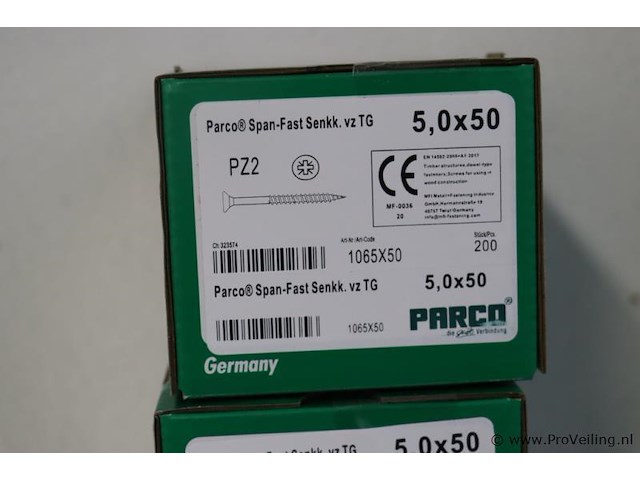 Parco span-fast spaanplaatschroef - 5.0x50 - 3 dozen á 200 stuks - afbeelding 2 van  2