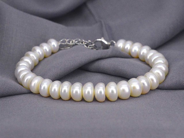 Parel armband met echte parels en een zilveren sluiting - juwelierskwaliteit - afbeelding 1 van  5