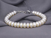 Parel armband met echte parels en een zilveren sluiting - juwelierskwaliteit - afbeelding 1 van  5