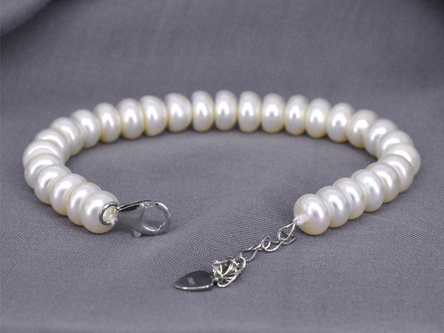 Parel armband met echte parels en een zilveren sluiting - juwelierskwaliteit - afbeelding 4 van  5