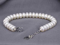 Parel armband met echte parels en een zilveren sluiting - juwelierskwaliteit - afbeelding 4 van  5