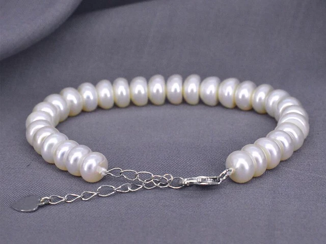 Parel armband met echte parels en een zilveren sluiting - juwelierskwaliteit - afbeelding 3 van  7