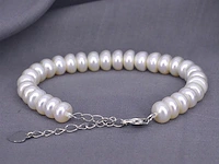 Parel armband met echte parels en een zilveren sluiting - juwelierskwaliteit - afbeelding 3 van  7