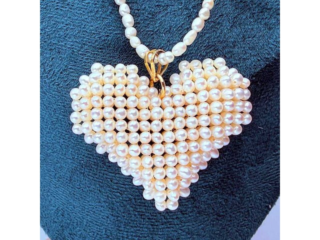 Parel 'heart' collier - ginzu district - afbeelding 2 van  5