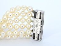 Parelarmband met platina slot vol met diamanten - afbeelding 6 van  8