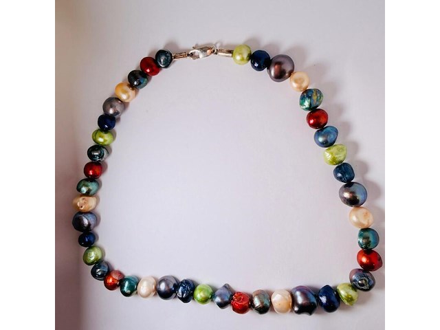 Parelsnoer collier ''exotic pearl necklace'' met 925 zilveren sluiting - afbeelding 2 van  4