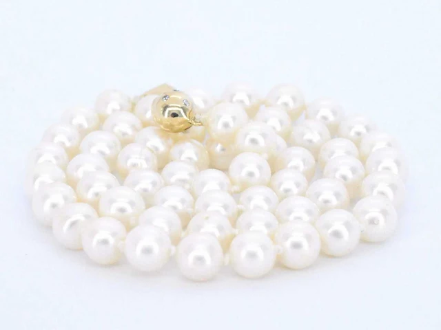 Parelsnoer gouden sluiting diamant - afbeelding 7 van  10