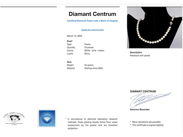 Parelsnoer met zilveren sluiting - afbeelding 3 van  9