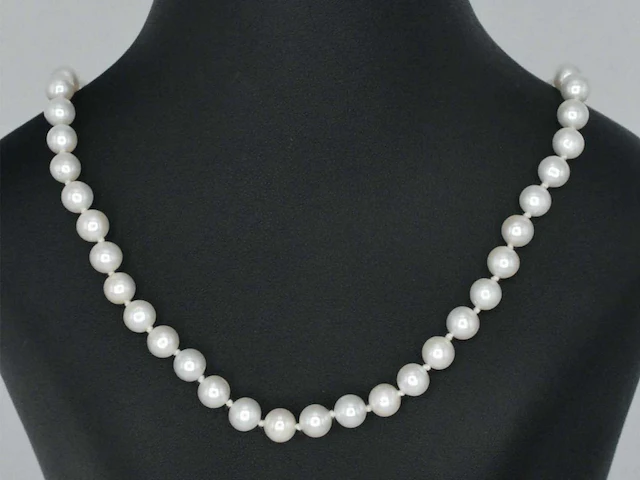 Parelsnoer witgouden sluiting diamant - afbeelding 4 van  10