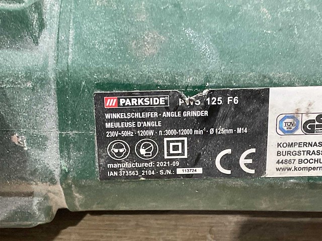 Parkside - pws 125 f6 - haakse slijper - afbeelding 5 van  6