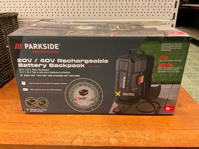 Parkside 20v/40v rechargeable battery backpack - afbeelding 6 van  6