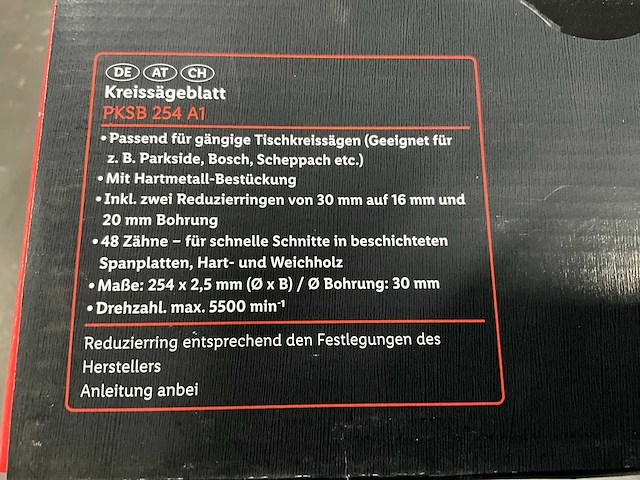 Parkside pksb 254 a1 cirkelzaagblad (5x) - afbeelding 6 van  7