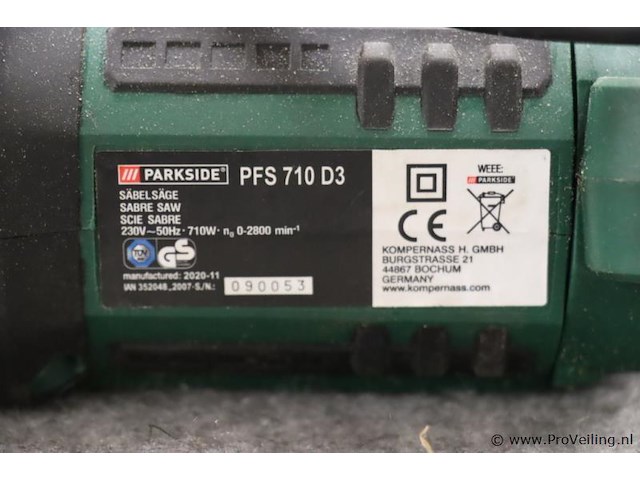Parkside sabelzaag pfs 710 d3, 710w incl. opbergkoffer - afbeelding 4 van  5