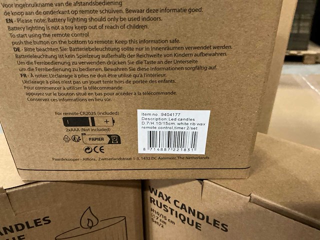 Part led candles h10/15xø7cm set/2 white rib wax (120x) - afbeelding 2 van  4