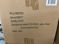 Part led candles h10/15xø7cm set/2 white rib wax (120x) - afbeelding 4 van  4