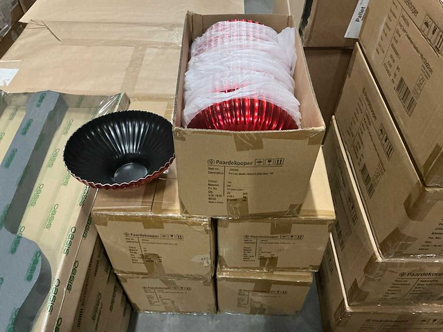 Parti pot laar plastic ribbed d24/h10cm red (120x) - afbeelding 4 van  5