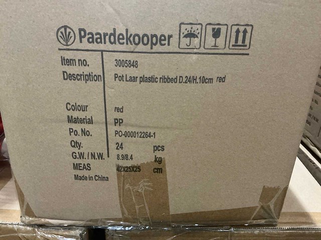 Parti pot laar plastic ribbed d24/h10cm red (120x) - afbeelding 5 van  5