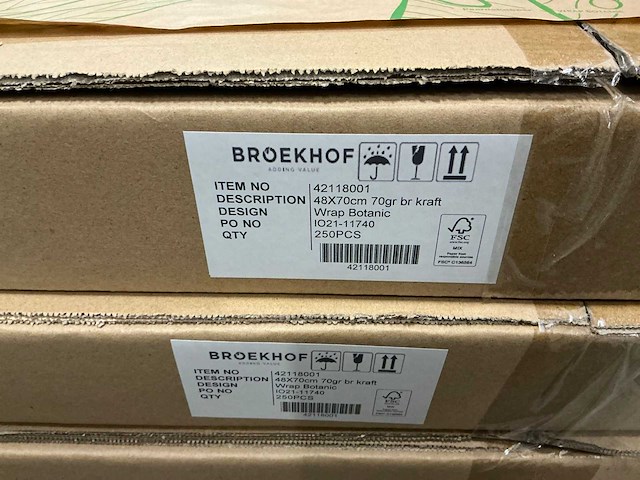 Partij 48x70cm 70gr br kraft wrap botanic (3250x) - afbeelding 4 van  4