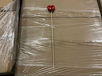 Partij 6cm hearts on 50cm pick shiny red (400x) - afbeelding 2 van  4