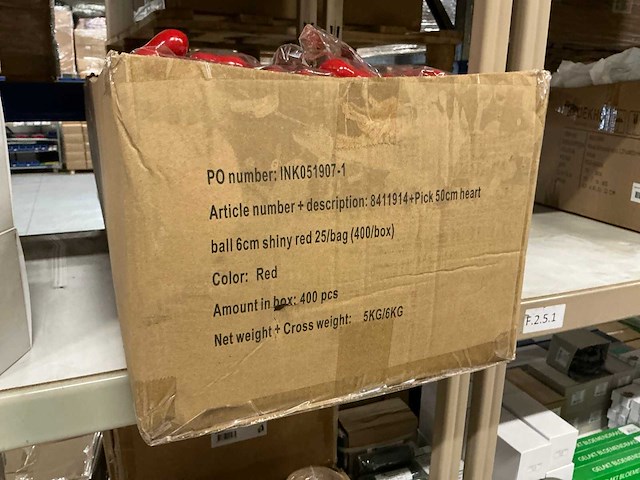 Partij 6cm hearts on 50cm pick shiny red (400x) - afbeelding 4 van  4