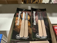 Partij aardappelmesjes carbon staal 8cm met roodbeuken heft (22x) - afbeelding 1 van  4
