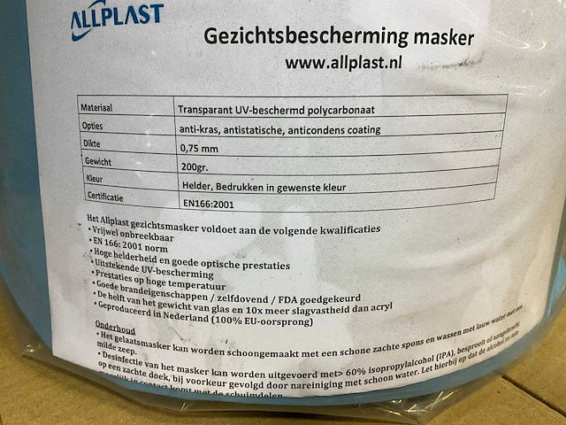Partij allplast gezichtsbeschermings masker - afbeelding 4 van  5