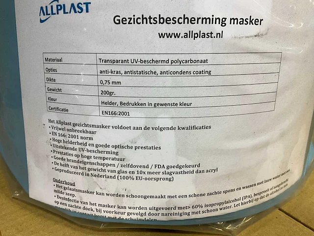 Partij allplast gezichtsbeschermings masker - afbeelding 4 van  5