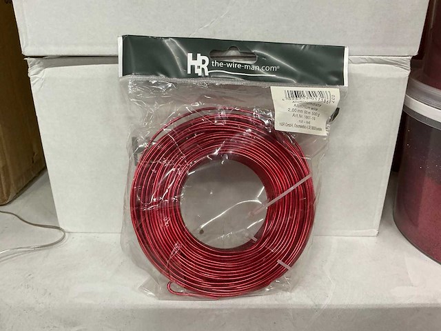 Partij aluminium wire red & glitters rood (44x) - afbeelding 2 van  6