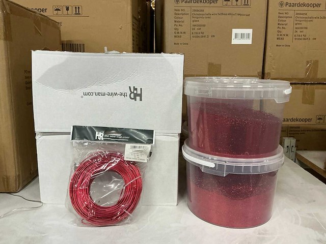 Partij aluminium wire red & glitters rood (44x) - afbeelding 1 van  6