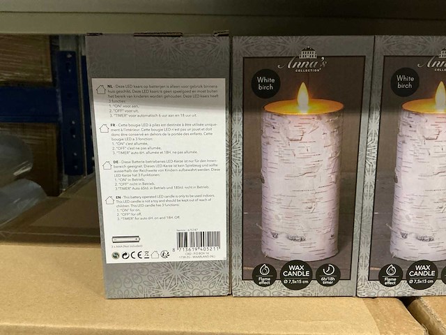 Partij anna’s collection wax candle white birch ø7,5x15cm (72x) - afbeelding 2 van  4