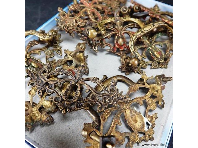 Partij antiek (18de eeuws) brons/messing beslag - afbeelding 5 van  5