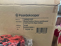 Partij bag festive stars cardboard 13x13xh15cm red glitter (5400x) - afbeelding 5 van  5