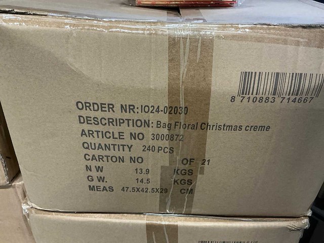 Partij bag floral christmas creme (1920x) - afbeelding 6 van  6