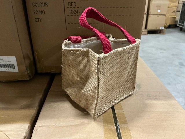 Partij bag foxy jute 12,5x12,5xh12,5cm red (1800x) - afbeelding 1 van  6