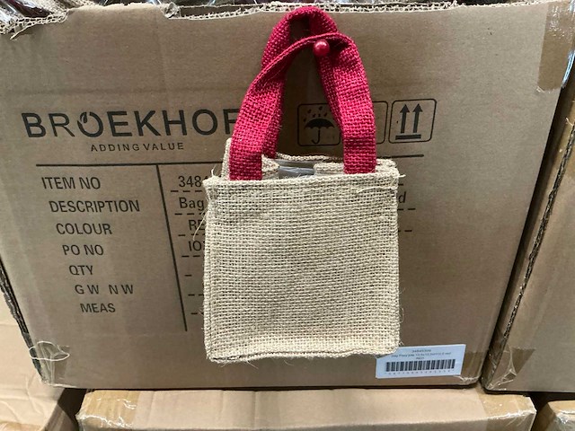 Partij bag foxy jute 12,5x12,5xh12,5cm red (1890x) - afbeelding 1 van  5