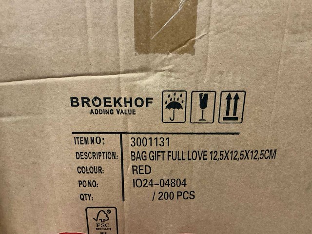 Partij bag gift full love 12,5x12,5x12,5cm red (2000x) - afbeelding 6 van  7
