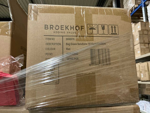 Partij bag green solutions 15/15x11/11x20cm red (8200x) - afbeelding 6 van  6