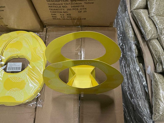 Partij bag happy easter cardboard yellow 12x12x34cm (2000x) - afbeelding 2 van  6