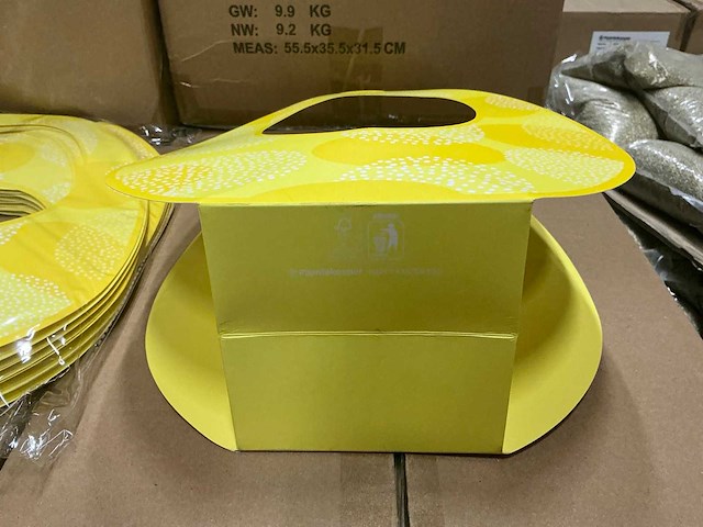 Partij bag happy easter cardboard yellow 12x12x34cm (320x) - afbeelding 3 van  6