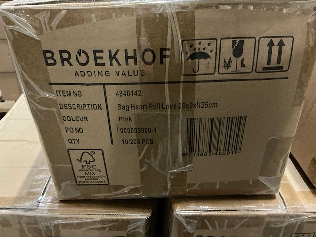 Partij bag heart full love 26x9xh25cm pink (2100x) - afbeelding 3 van  3