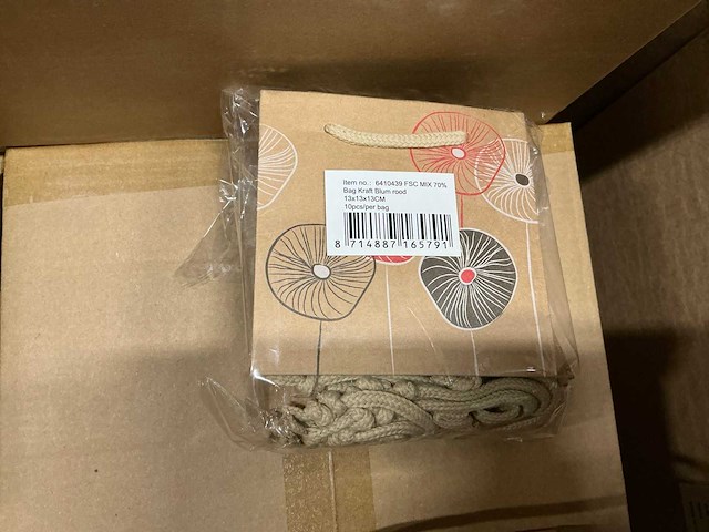 Partij bag kraft blum green/rood 13x13x13cm (3250x) - afbeelding 4 van  7