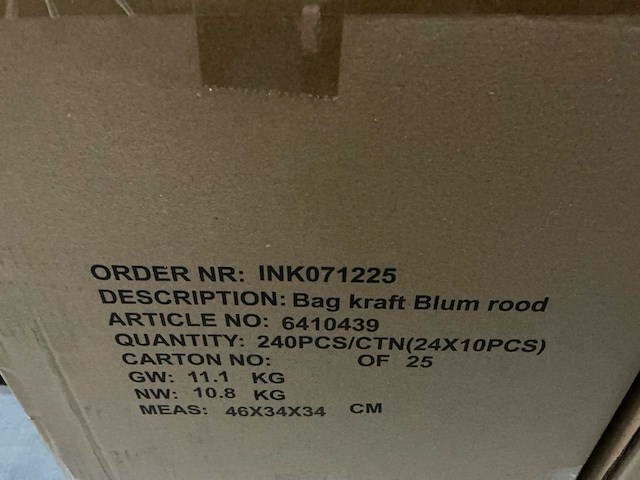 Partij bag kraft blum green/rood 13x13x13cm (3250x) - afbeelding 7 van  7