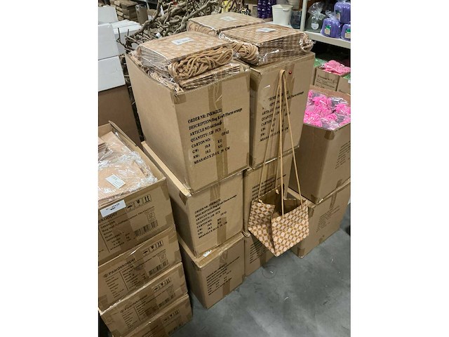 Partij bag kraft flores orange 20x20x20cm (720x) - afbeelding 1 van  5