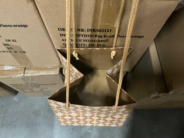 Partij bag kraft flores orange 20x20x20cm (720x) - afbeelding 3 van  5